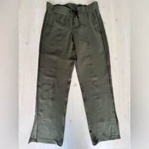 lululemon olive green track pants with hem slit